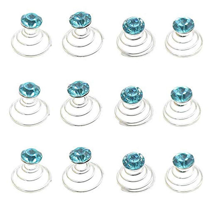 canjoyn 24 Pcs Bridal Gem Spin Hair Pins Swirl Hair Twists Coils Wedding Spiral Twist Hairpins Shiny Rhinestone Crystal