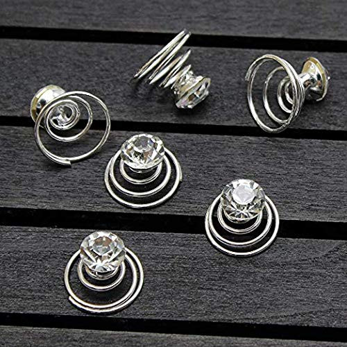 canjoyn 24 Pcs Bridal Gem Spin Hair Pins Swirl Hair Twists Coils Wedding Spiral Twist Hairpins Shiny Rhinestone Crystal
