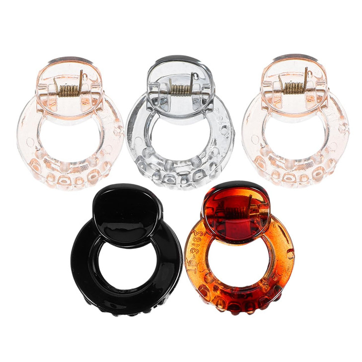 Lurrose Round Hair Claw Clips 5Pcs Mini Small Decorative Hair Jaw Clips Non Slip Accessories for Women and Girls Party W