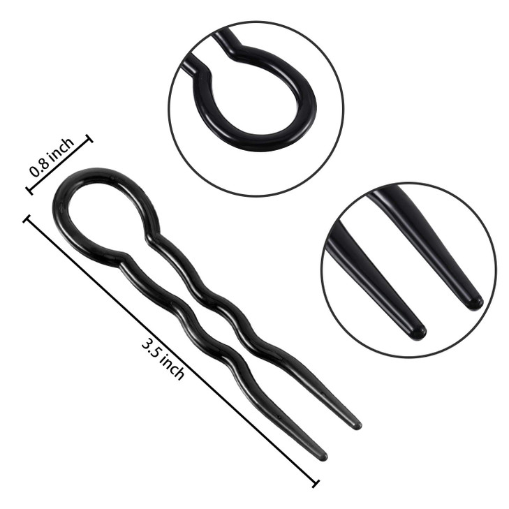 WILLBOND 48 Pieces Plastic U Shaped Black and Brown Hair Pins Lady Style Grip Hairpins Fast Spiral Hair Grip for Women G