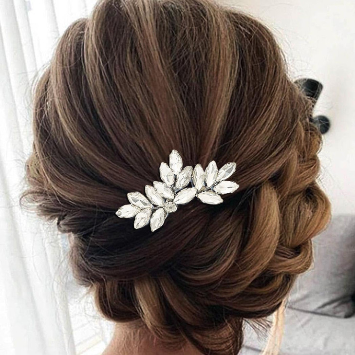 Catery Crystal Bride Wedding Hair Comb Hair Accessories with Rhinestone Bridal Side Combs for Women and Girls ASILVER
