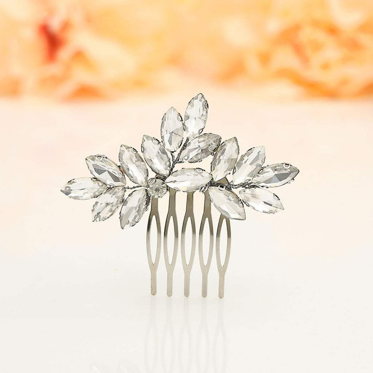Catery Crystal Bride Wedding Hair Comb Hair Accessories with Rhinestone Bridal Side Combs for Women and Girls ASILVER