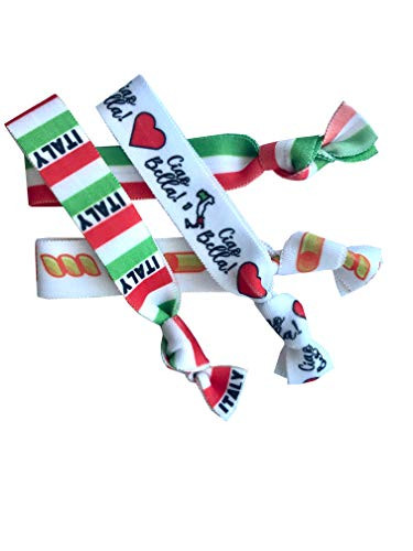 Sportigift 8 Piece Italian Hair Ties 8 Count Unisex Cute Italian Themed Elastics