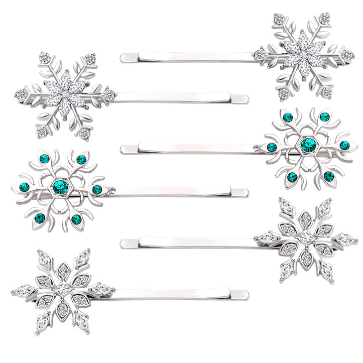 Christmas Bow Snowflake Hair Clip Hairpin Festive Gift Bows Rhinestone Snowflake Alligator Clips Xmas Holiday Party Hair