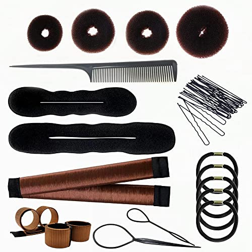 PARFINER Hair Bun Maker Magic French Twist Hairstyle Clip Snap Bun Makers Hair Elastic Bands Pins With Comb Hair Styling