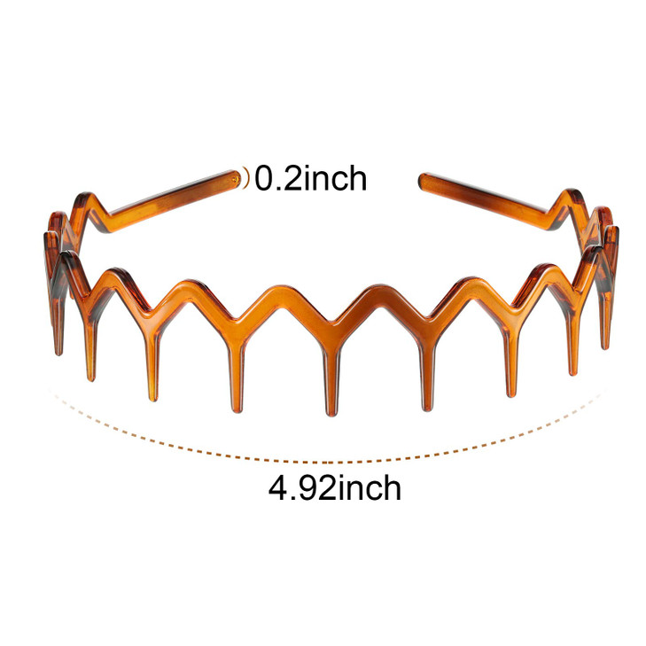 Chuangdi 6 Pieces Zigzag Headband for Thick Curly Hair Plastic Shark Tooth Comb Zig Zag Headband Plastic Wavy Teeth Hair