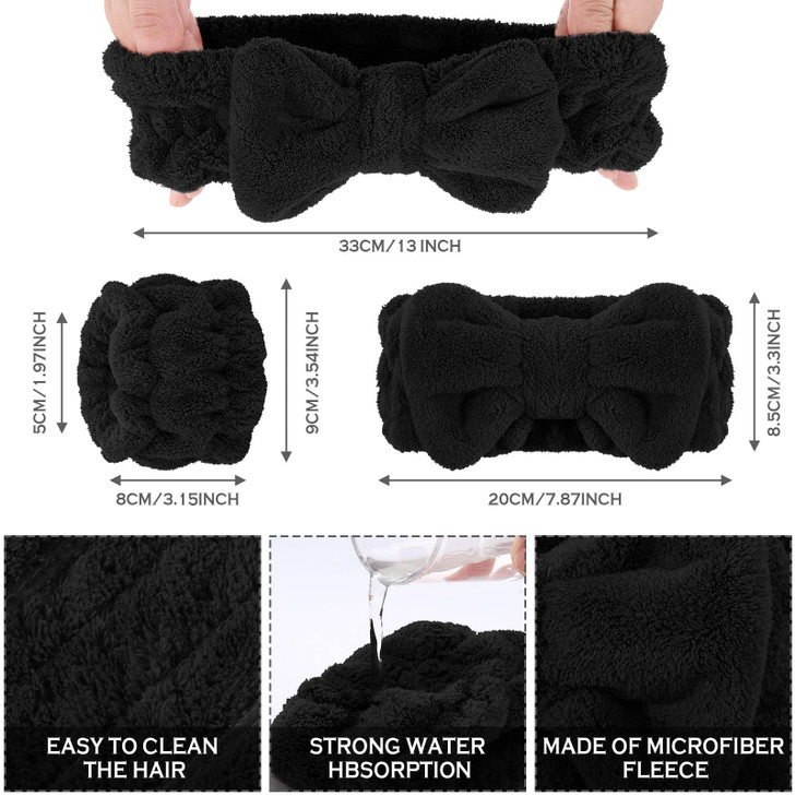 Chuangdi 4 Pcs Microfiber Headband Spa Wristbands and Wrist Bands for Washing Face Cuffs Towel Wristbands Hair Headband