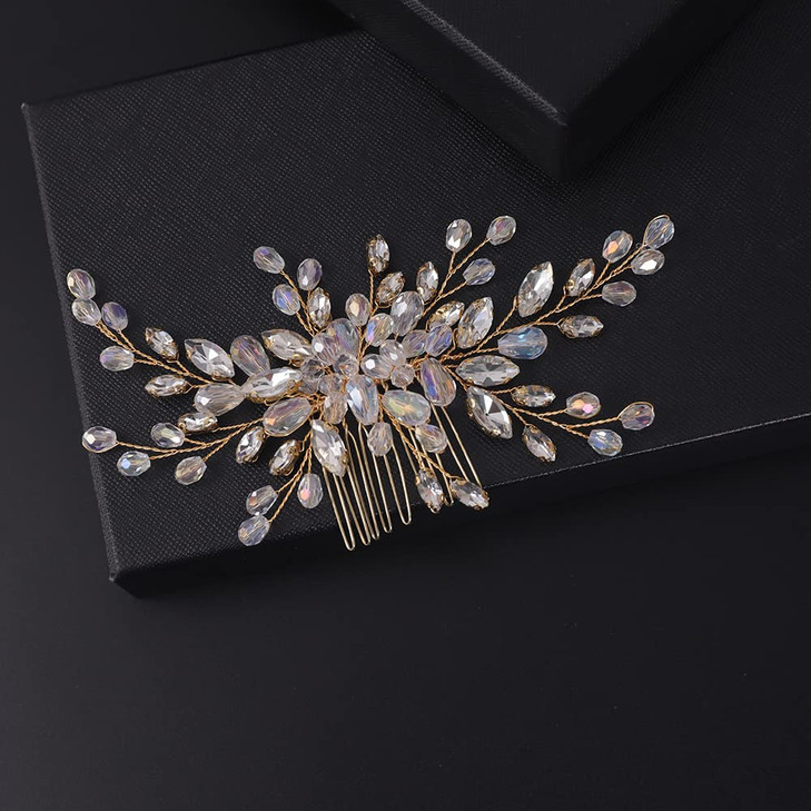 BERYUAN Beaded Hair Comb for Bride Bridal Hair Pieces Crystal Wedding Hair Accessory for Women and Girls Silver Cute Jew