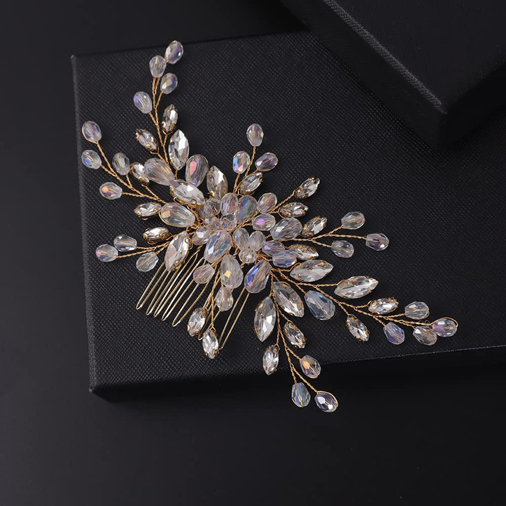 BERYUAN Beaded Hair Comb for Bride Bridal Hair Pieces Crystal Wedding Hair Accessory for Women and Girls Silver Cute Jew
