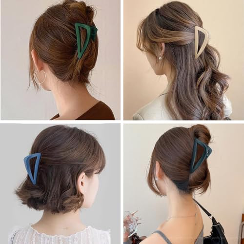 Medium Hair Clips for Women Girls Strong Hold Matte Jaw Clips Triangle Hair Clamps for ThinMediumThick Hair With Gift Bo