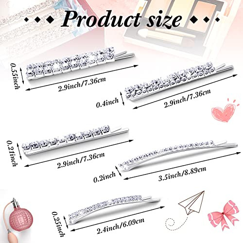 15 Pieces Rhinestone Hair Clips Metal Rhinestone Hair Pins Clear Crystal Bobby Pins for Women Luxury Hair Barrettes Blin