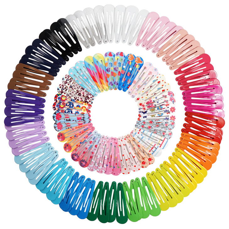 Clips for Hair 120 Pcs 2 Inch Metal Barrettes Snap Hair Clips for Girls Kids Teens Women Cute Candy Color Hair Pins for