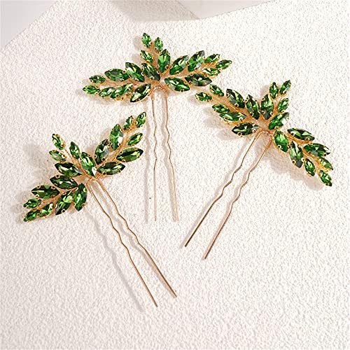 Kercisbeauty 3pcs Blue Crystal Bohemian Hair Pins for Wedding Brides Bridesmaid Bridal Shower Updo Hair Piece for Women