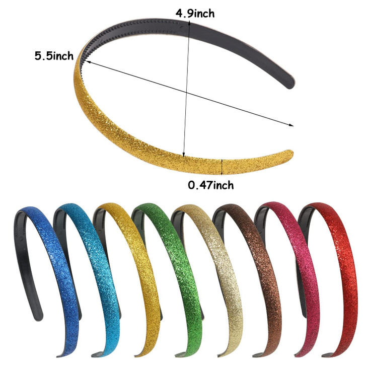 doboi 15 Colors Toddler Headbands Sparkle Plastic Headbands For Girls Glitter Thin Head Bands No Slip Fashion Girls Hard