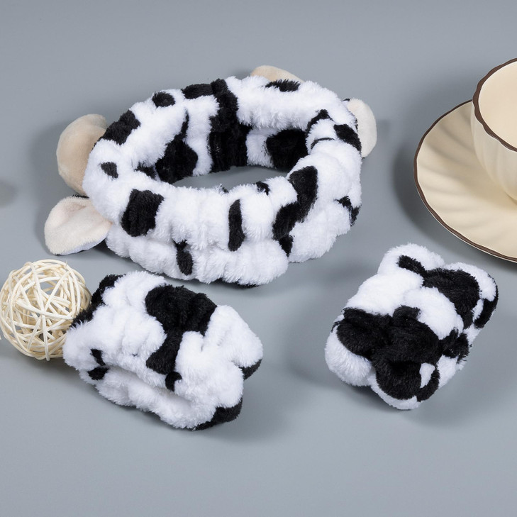 Miroksh Fluffy Bear Cat Ear Face Washing Headband Women Spa Hair Band Soft Coral Fleece Headwraps Cute Creative Cartoon