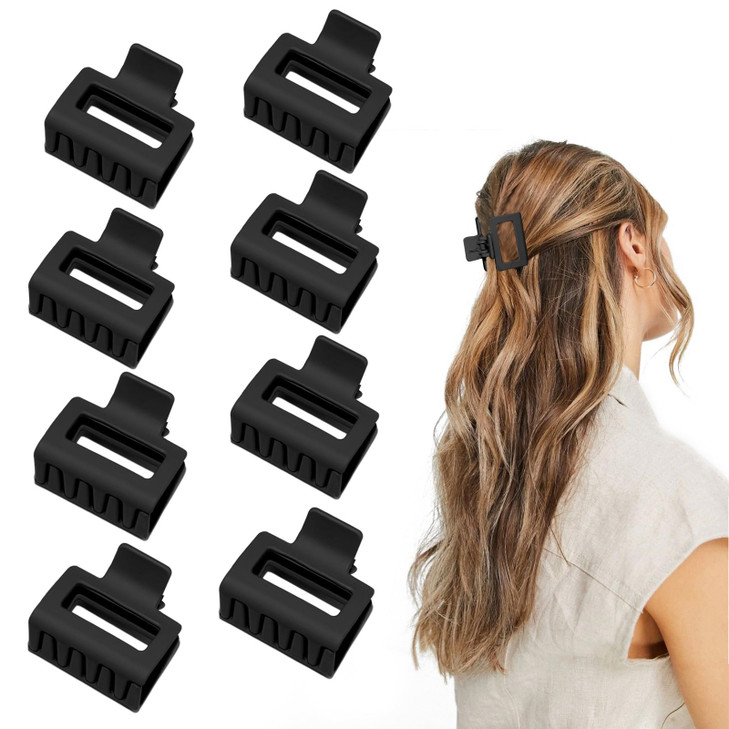 Cobinaan Medium Matte Rectangle Claw Hair Clips for Women Girls 2 x 1 x 18 inch 8pcs Warm Color Nonslip Hair Jaw Clips f