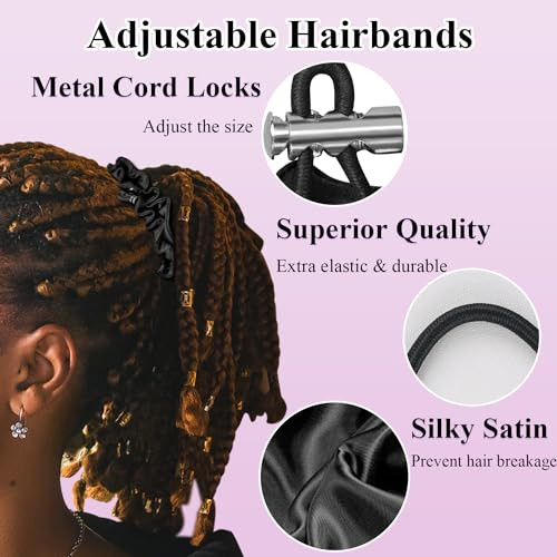 Babalet Adjustable Hair Tie Silk Satin Extra Length Hair Scrunchies No Slip Ouchless Hairband for WomenStylish Durable E