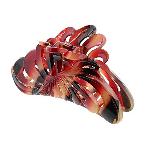 Red 5 inch Large Jaw Clip Hair Claw with leaf design Motique Accessories