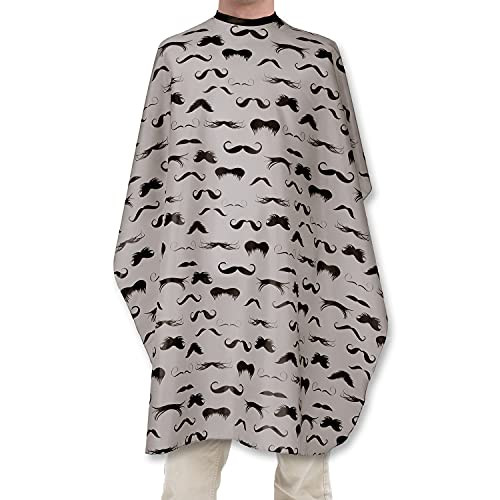 Mens Barber Cape For Hair Stylists Home Hair Cuts Salons Snaps Retro Mustache Design Grey