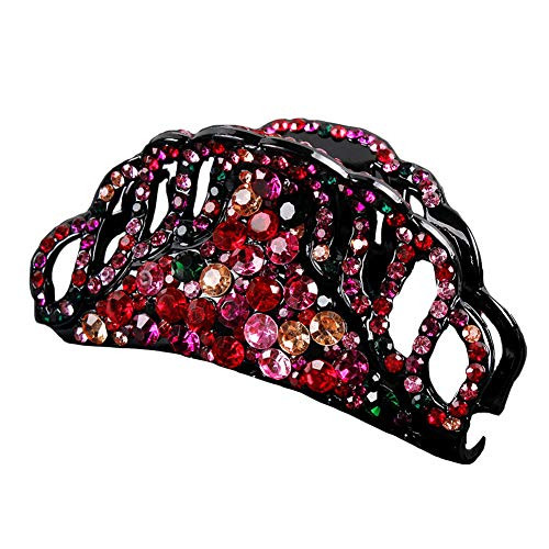 Women Lady Exquisite Crystal Hair Clip Claw Pins Large Fancy Rhinestones Claw Clip Jaw Clips for Thick Hair Blue