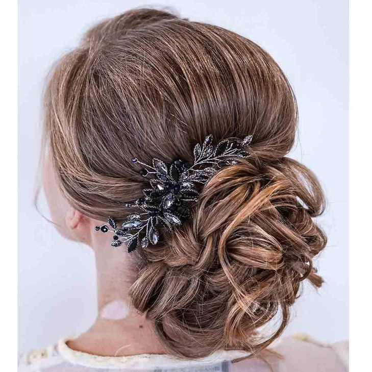 Brishow Black Rhinestone Hair Accessories Wedding Crystal Hair Combs for Women
