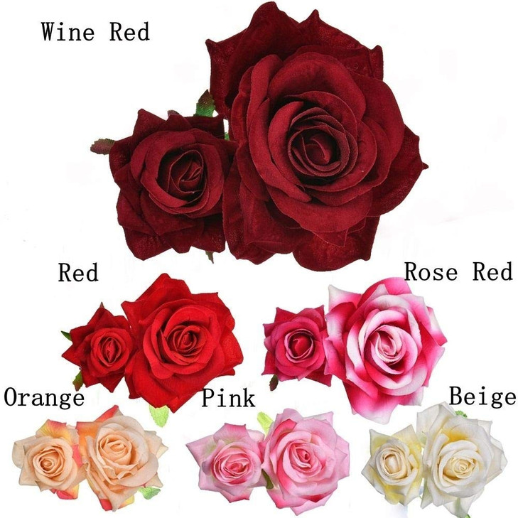 Ladies Handmade Flannel Elegant Pink Red Rose Hairpin Hair Clips Bridesmaid Head Piece Bridal Flower Hiar Clip Valentine