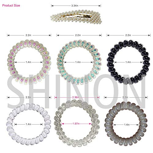 Shinon Hair Ring Coil Hair Ties Spiral Phone Cord Hair Ties Elastics Traceless Hair Coils Ponytail Holders with One Pear
