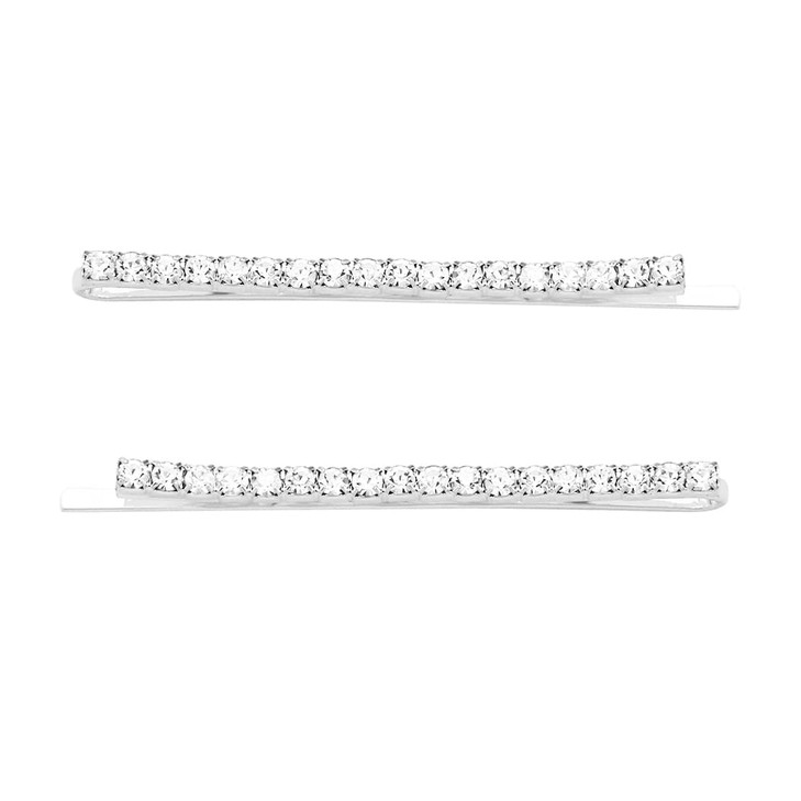 Rosemarie Collections Womens Set Of 2 Rhinestone Crystal Sparkle Bobby Pins 225 Gold Tone Two Clips Two Inch