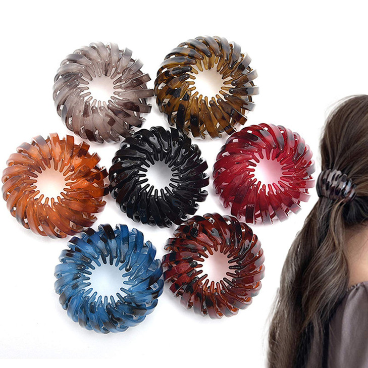 7 Pcs Birds Nest Hair Clips Hair Claw Clamps Bun Makers Expandable Ponytail Holder Comb Hair Bands Hair Accessory for Wo