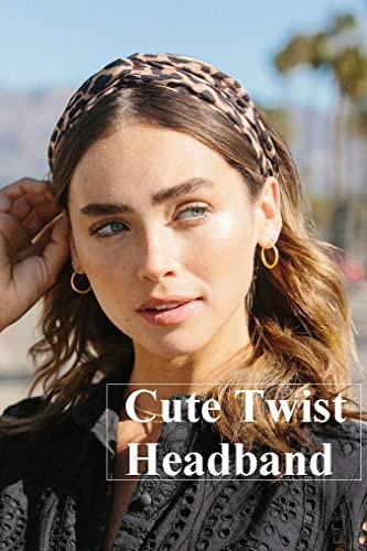 Turban Headbands for Women Boho Wide Twist Head Bands for Short Hair Non Slip Thick Head Band Headwraps Solid Color
