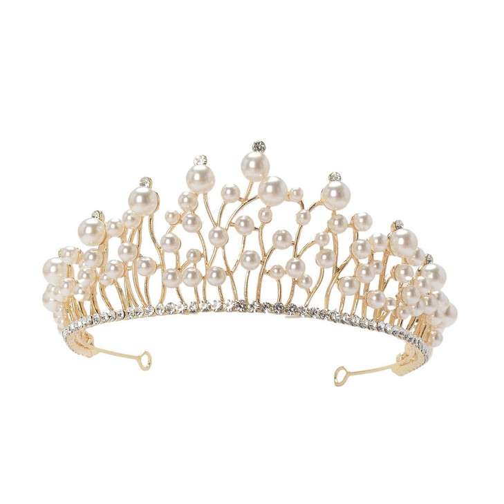 JORCEDI Pearl Rhinestone Tiaras and Crowns Headband Princess Queen Headdress For Headband Girls Crown Rhinestone Wedding