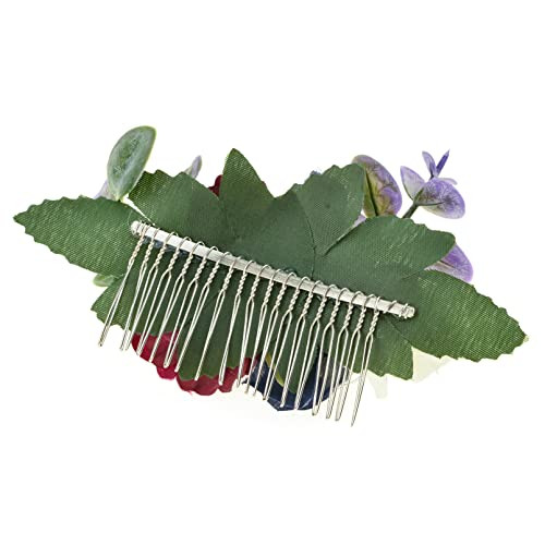 Lucky Summer Bridal Floral Hair Comb Wedding Bridesmaid Flower Greenery Headpiece Navy and Burgundy