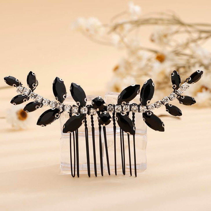 Xerling Brides Wedding Hair Comb Handmade Green Rhinestone Crystal Hair Side Comb Bridal Hair Pieces Boho Headpiece Hair