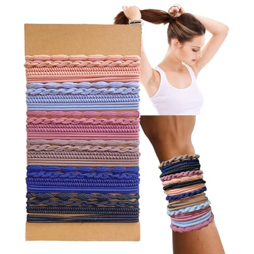 Boho Hair Ties Bracelets 24 Pieces 4 Style Elastic Hair Ties for Women Soft Hair Ties for Thick and Thin Hair No Damage