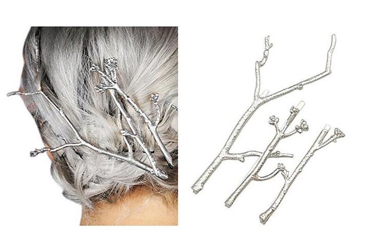 Set of 3 Vintage Tree Branch Hair Clip Barrette Women Lady Hair Pin Head Dress DIY Hair Accessories Silver