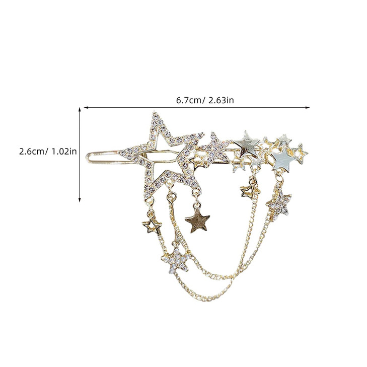 Star Hair Clips 2pcs Silver Chinese Hair Clips Dangle Tassels For Women Girls