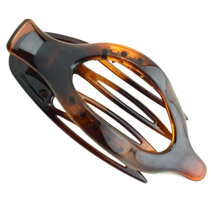 Parcelona French Wide Beak Celluloid Tortoise Shell Girls Side Slidein Barrette Clip Strong Hold No Slip Grip Claw Hair