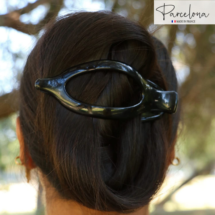 Parcelona French Wide Beak Celluloid Slidein Hair Claw Clip Black