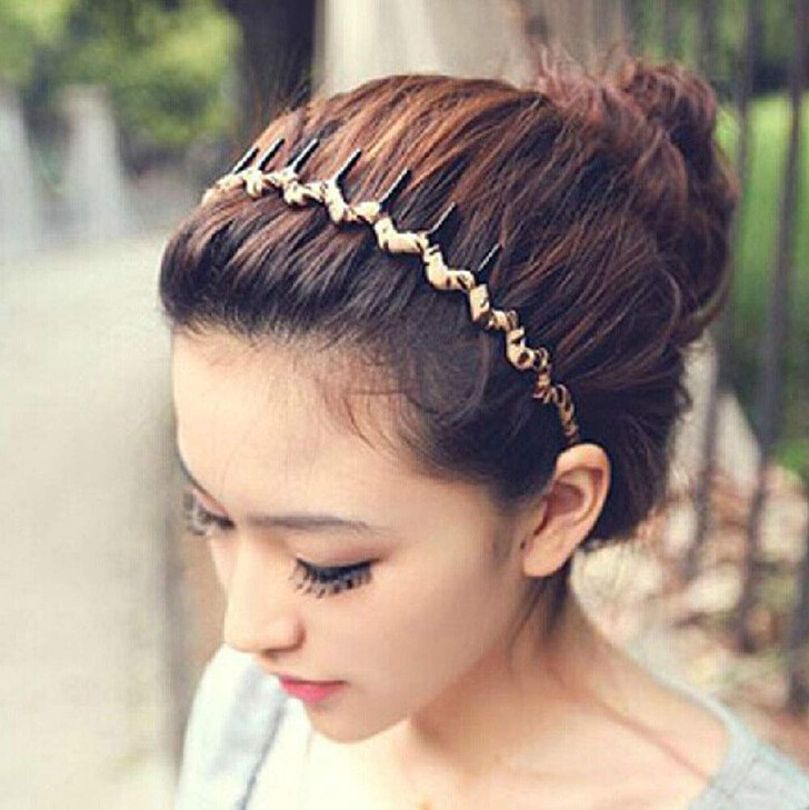 Numblartd 5 Pcs Leopard Print Wrapping Toothed Wavy Headband Zigzag Comb Hair Band Women Fashion Hair Hoop Hairband Hair