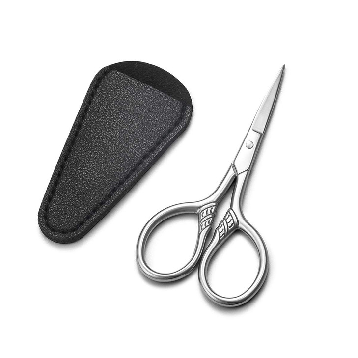 HITOPTY Small Precision Scissors 35inch Stainless Steel MultiPurpose Vintage Beauty Grooming Kit for Facial Hair Eyebrow