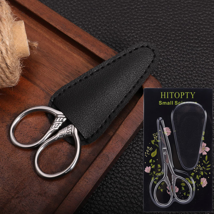 HITOPTY Small Precision Scissors 35inch Stainless Steel MultiPurpose Vintage Beauty Grooming Kit for Facial Hair Eyebrow