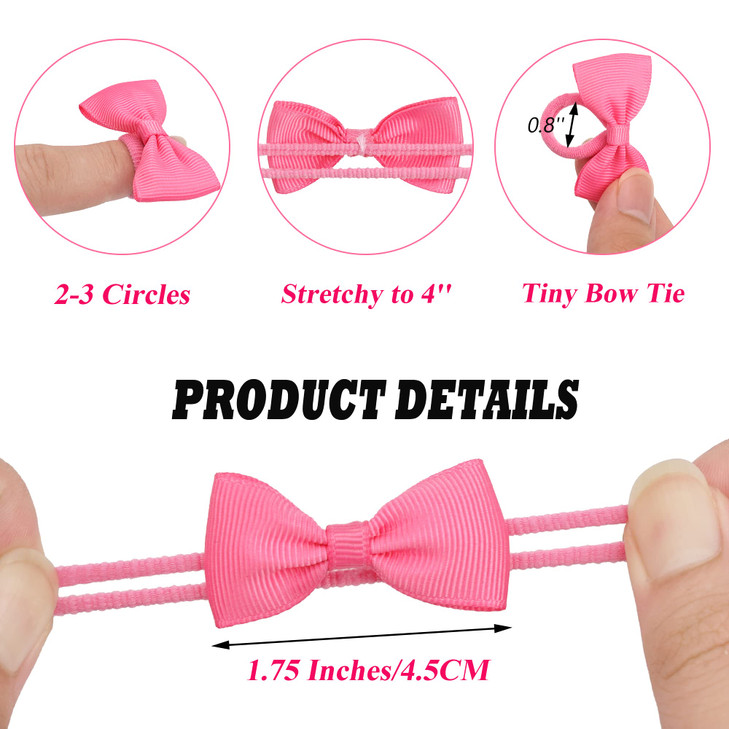 80PCS Tiny Hair Ties With Bows Baby Bows Rubber Bands Hair Ties Soft Elastics Ponytail Holders Hair Accessories for Infa