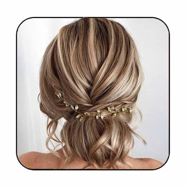 JAKAWIN Wedding Hair Piece for Brides Bridal Hair Accessories Crystal Hair Vine for Women HV190 2 Gold