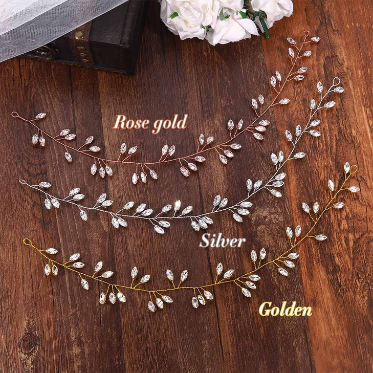 JAKAWIN Wedding Hair Piece for Brides Bridal Hair Accessories Crystal Hair Vine for Women HV190 2 Gold