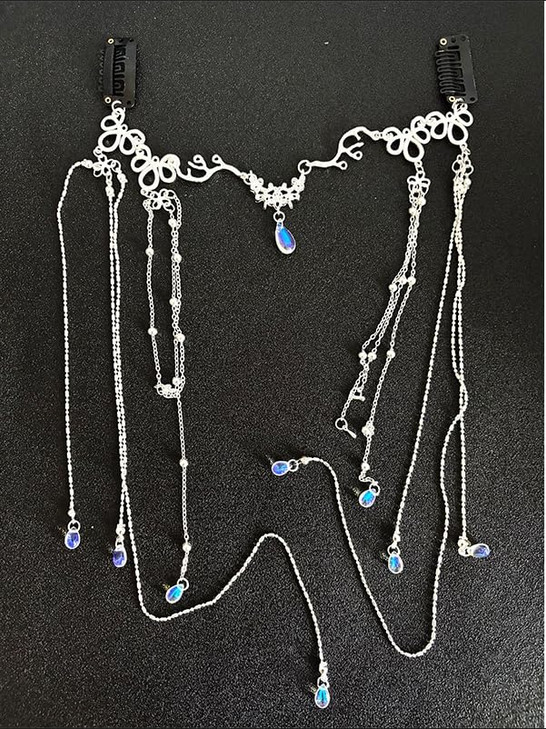 MRKARL Headpiece with Long Tassel Head Chain Silver Hair Chain Fairy Hair Accessories for Girl Women