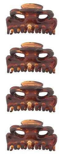 Caravan Four 4 Mini Rounded Teeth Cats Eyes Opening Hair Claw Tortoise Shell 2 Pairs