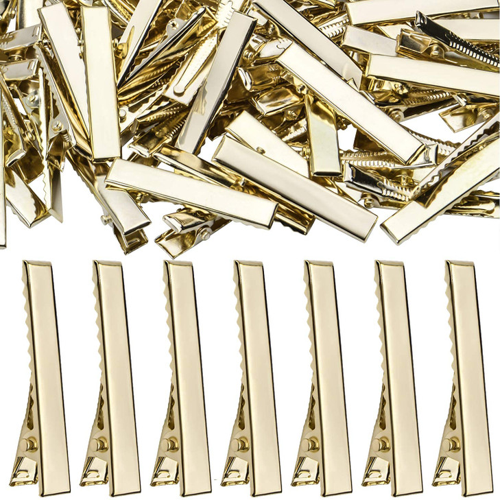 BronaGrand Flat Alligator Clips 100pcs 45cm DIY Single Prong Metal Hair Clips Duckbill Hair Clips Blank Hair Slides for