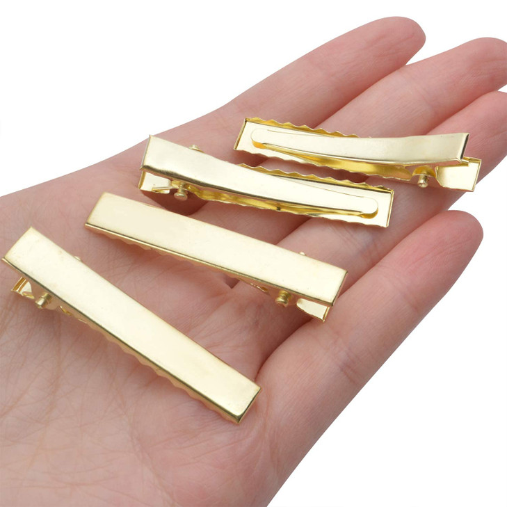 BronaGrand Flat Alligator Clips 100pcs 45cm DIY Single Prong Metal Hair Clips Duckbill Hair Clips Blank Hair Slides for