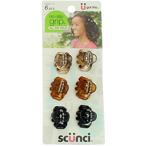 Scunci NoSlip Grip Mini Octopus Jaw Clips 6 Count Pack of 2