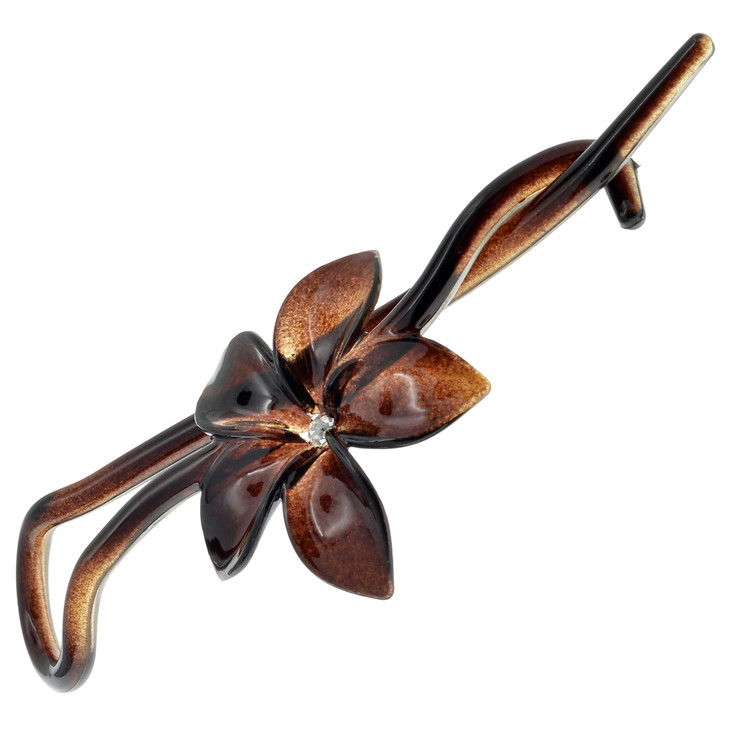 Camila Paris CP1592 French Hair Barrette Pin Clips for Girls Flower Tortoise Shell No Metal Parts Strong Hold Grip Hair